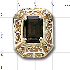 B2652 14K FILIGREE SLIDE WITH EMERALD CUT SMOKY 